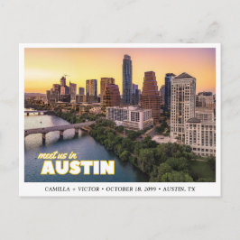 Austin Huwelijk Save the Date Downtown Postkaart