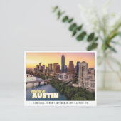 Austin Huwelijk Save the Date Downtown Postkaart (Staand voorkant)