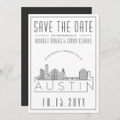 Austin Huwelijk | Stijlvolle Skyline Save-the-Date Kaart (Voorkant / Achterkant)