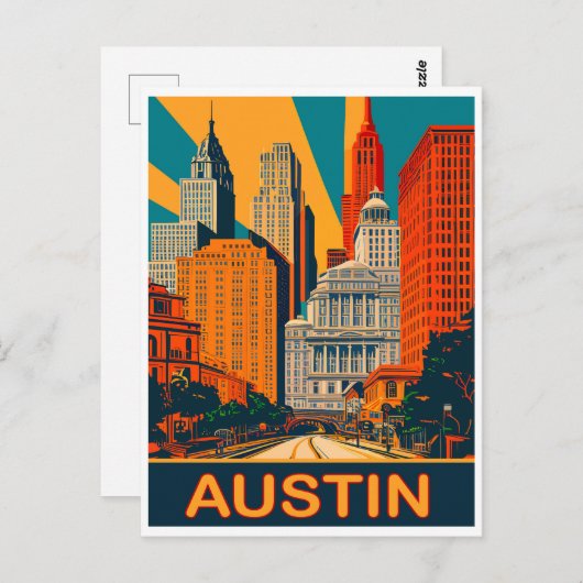 Austin in levendige kleuren, Reizen Briefkaart (Voorkant / Achterkant)