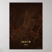 Austin Kaart Hittegolf Texas Stad Poster Muurkunst (Voorkant)