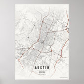 Austin kaart print Texas stad poster wandkunst cad (Voorkant)