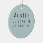Austin Latitude Longitude Keramisch Ornament (Rechts)