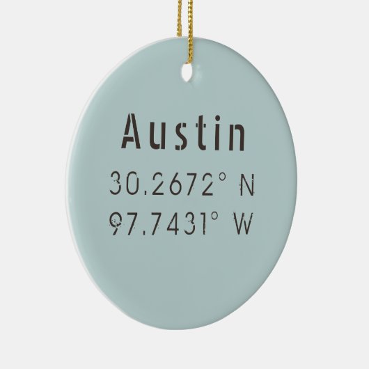 Austin Latitude Longitude  Keramisch Ornament (Rechts)