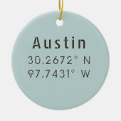 Austin Latitude Longitude  Keramisch Ornament (Voorkant)