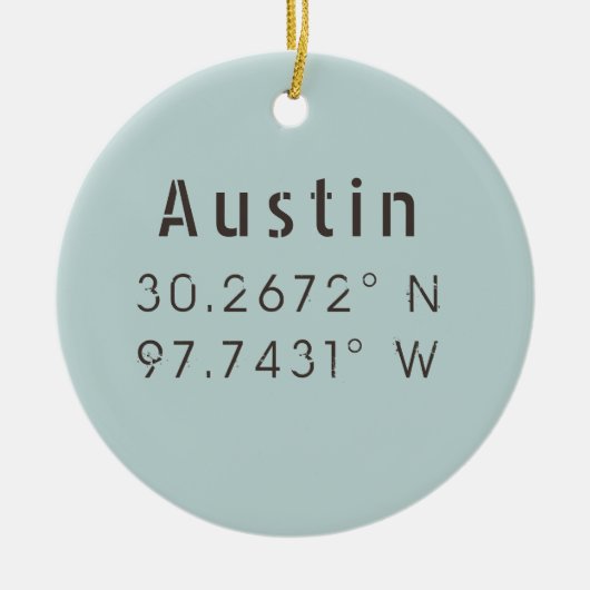 Austin Latitude Longitude Keramisch Ornament (Voorkant)