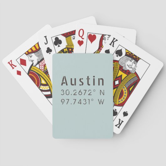 Austin Latitude Longitude Pokerkaarten (Achterkant)