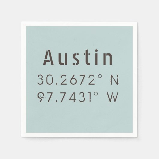 Austin Latitude Longitude Servet (Voorkant)