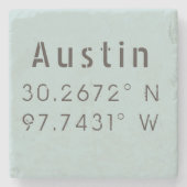Austin Latitude Longitude Stenen Onderzetter (Voorkant)