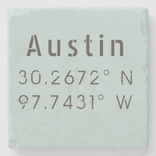 Austin Latitude Longitude Stenen Onderzetter