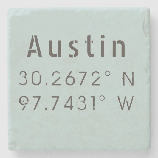 Austin Latitude Longitude Stenen Onderzetter (Voorkant)