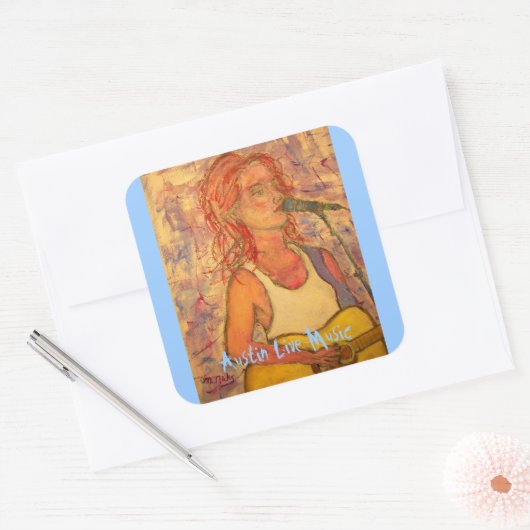 Austin Live Music Vierkante Sticker (Envelop)