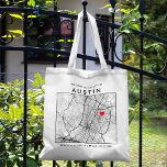 Austin Love Locator | Stadsplattegrond Bruiloft We Tote Bag<br><div class="desc">Een leuke canvas tas voor een bruiloft of een andere gelegenheid die plaatsvindt in de prachtige stad Austin, Texas. Dit tas beschikt over een overhead kaart van het centrum van de stad in een zwart omzoomde boxteler. Op de top zit een korte welkomstgroet en de naam van de stad. Aan...</div>