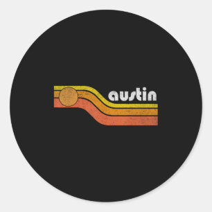 Austin - Mannen Vrouwen 70s 80s Graphic Cool Re Ronde Sticker