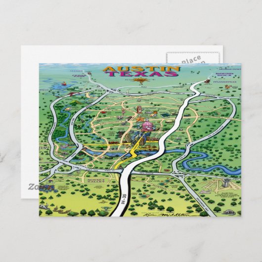 Austin Map Briefkaart (Voorkant / Achterkant)