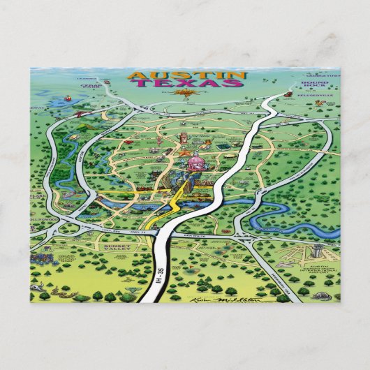 Austin Map Briefkaart (Voorkant)