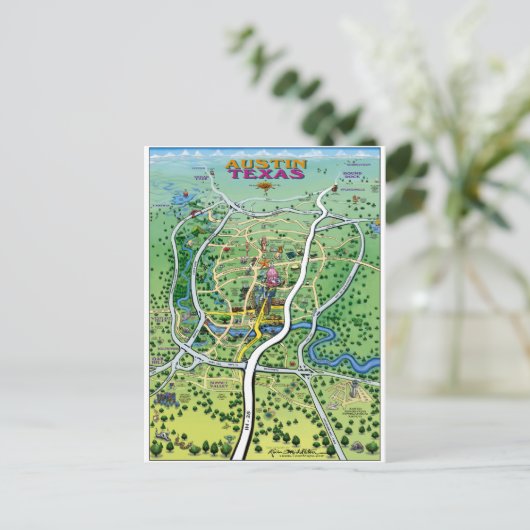 Austin Map Briefkaart (Staand voorkant)