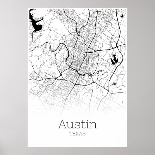 Austin Map - Texas - City Map Poster (Voorkant)
