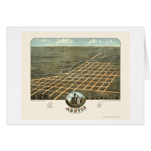 Austin, MN Panorama Map - 1870 (Voorkant Horizontaal)