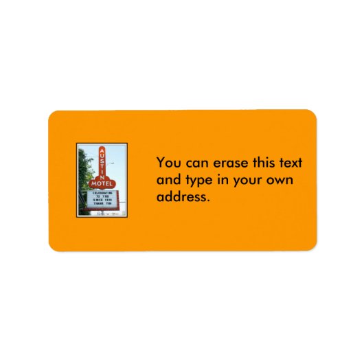 Austin Motel, adreslabel Etiket (Voorkant)