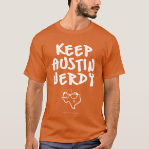 Austin Nerdy behouden - Witte tekst T-shirt
