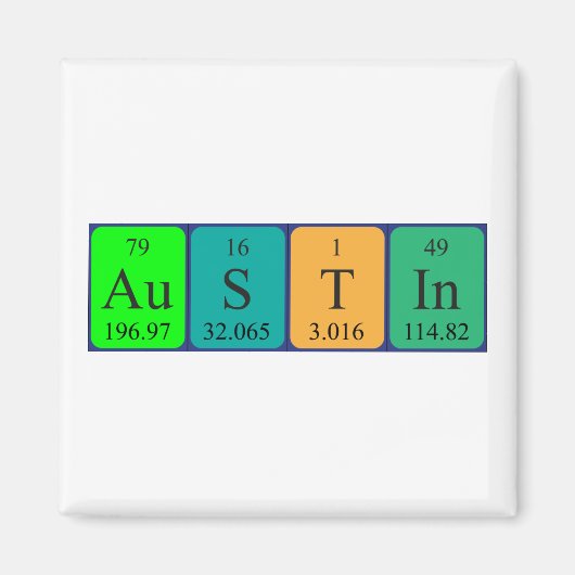 Austin periodieke lijstnaam magnet (Voorkant)