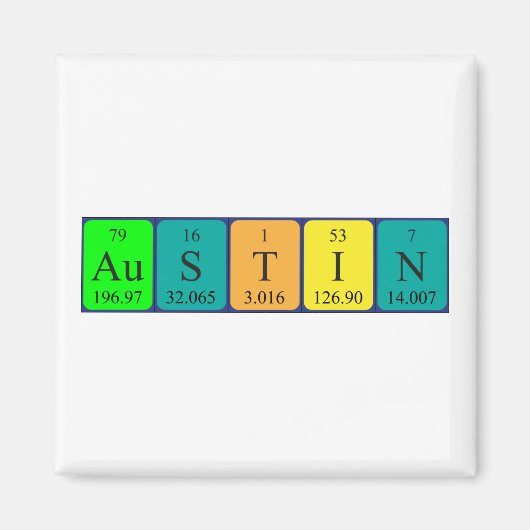 Austin periodieke lijstnaam magnet (Voorkant)