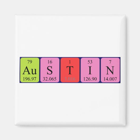 Austin periodieke lijstnaam magnet (Voorkant)