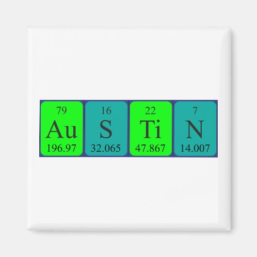 Austin periodieke lijstnaam magnet (Voorkant)