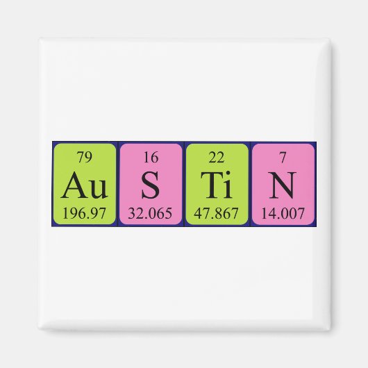 Austin periodieke lijstnaam magnet (Voorkant)