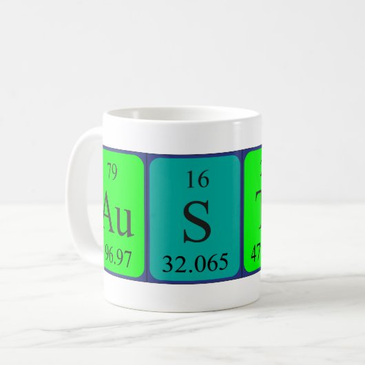 Austin periodieke lijstnaam mok (Voorkant links)