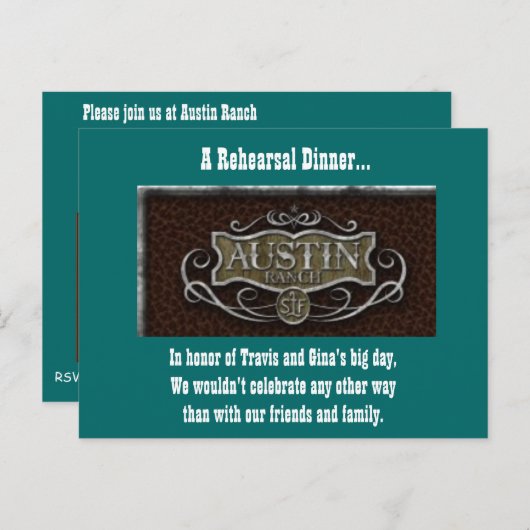 Austin Ranch logo, een repetitiediner..., in ho... Uitnodiging Briefkaart (Voorkant / Achterkant)
