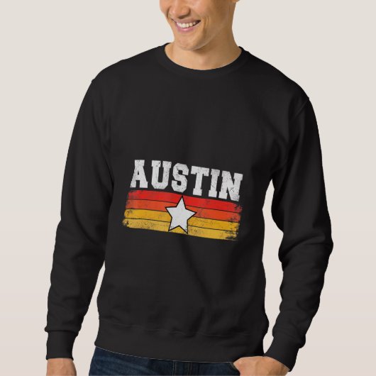 Austin Retro Star Texas Pride Vacation Humor Trui (Voorkant)