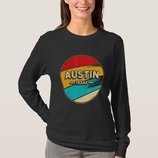 Austin Retro  Sunset Us State Austin T-shirt (Voorkant)