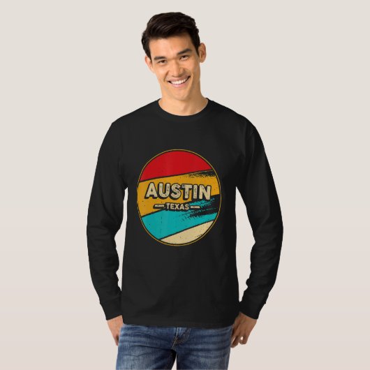 Austin Retro Sunset Us State Austin T-shirt (Voorkant volledig)