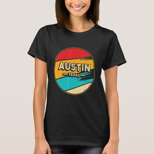 Austin Retro  Sunset Us State Austin T-shirt (Voorkant)