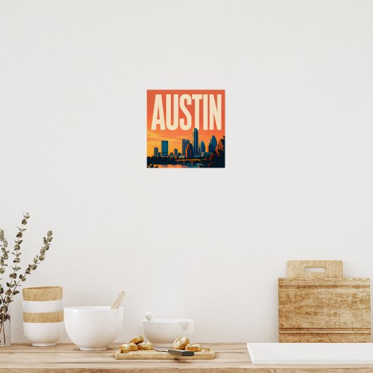 Austin Riverfront Texas Capitool Poster (Keuken)