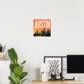 Austin Riverfront Texas Capitool Poster (Thuiskantoor)