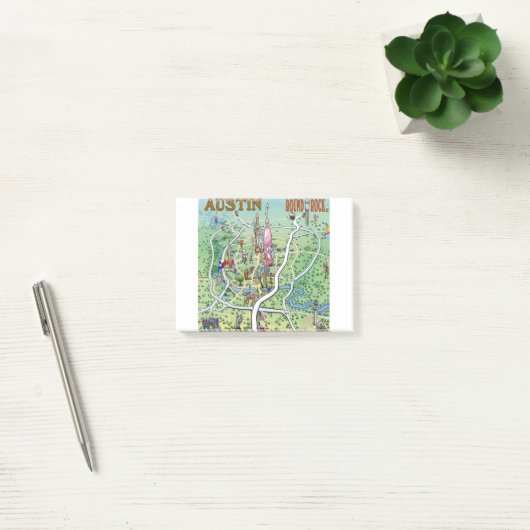 Austin Round Rock, Texas Fun Map Post-it® Notes (Kantoor)