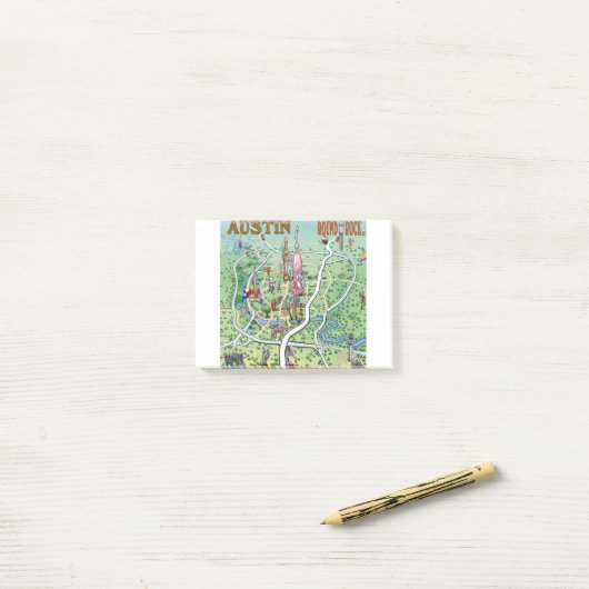 Austin Round Rock, Texas Fun Map Post-it® Notes (Op bureau)