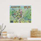Austin Round Rock, Texas Fun Map Poster (Keuken)