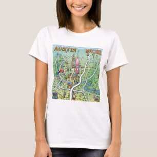 Austin Round Rock, Texas Fun Map T-shirt
