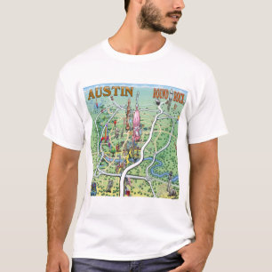 Austin Round Rock, Texas Fun Map T-shirt