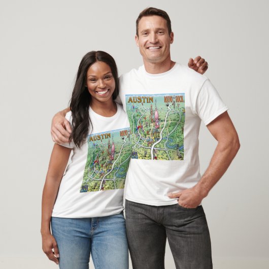Austin Round Rock, Texas Fun Map T-shirt (Unisex)