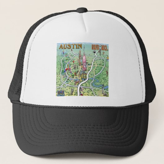 Austin Round Rock, Texas Fun Map Trucker Pet (Voorkant)