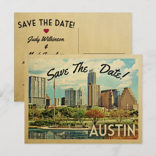 Austin Save the Date Texas Aankondigingskaart (Voorkant / Achterkant)