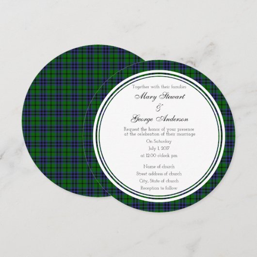 Austin Scottish Wedding Round Invitation Kaart (Voorkant / Achterkant)
