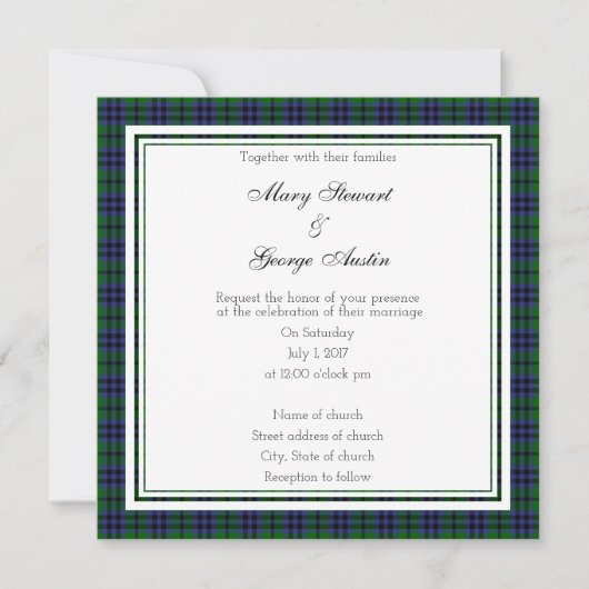 Austin Scottish Wedding Square Invitation Kaart (Voorkant)