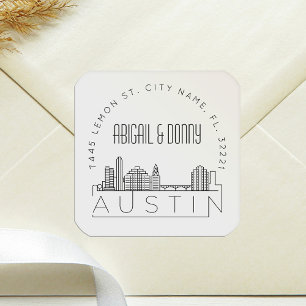 Austin Skyline   Afdichting van vooraf geadresseer Vierkante Sticker