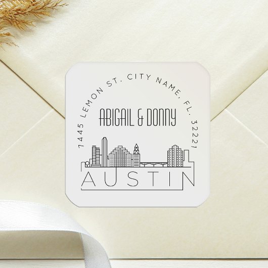 Austin Skyline | Afdichting van vooraf geadresseer Vierkante Sticker